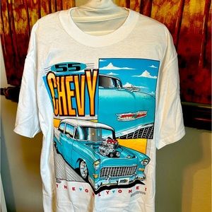 Vintage car culture T-shirt quote, 55 Chevy Belair dead stock🚘🤳